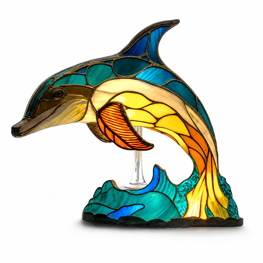Colorful Stained Glass Animal-Print Table Lamp (20 Styles)