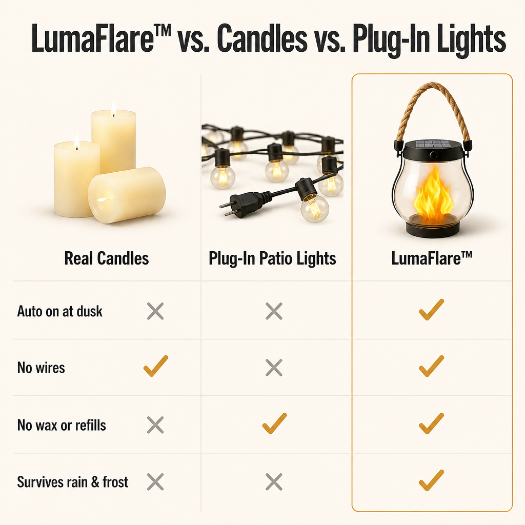 LumaFlare™ Solar Lantern — Illuminate Any Patio With Authentic Flame Glow Till Dawn, No Cords