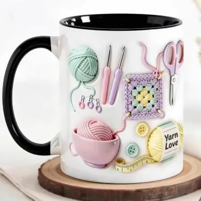 Crochet Patterned Ceramic Coffee Mug