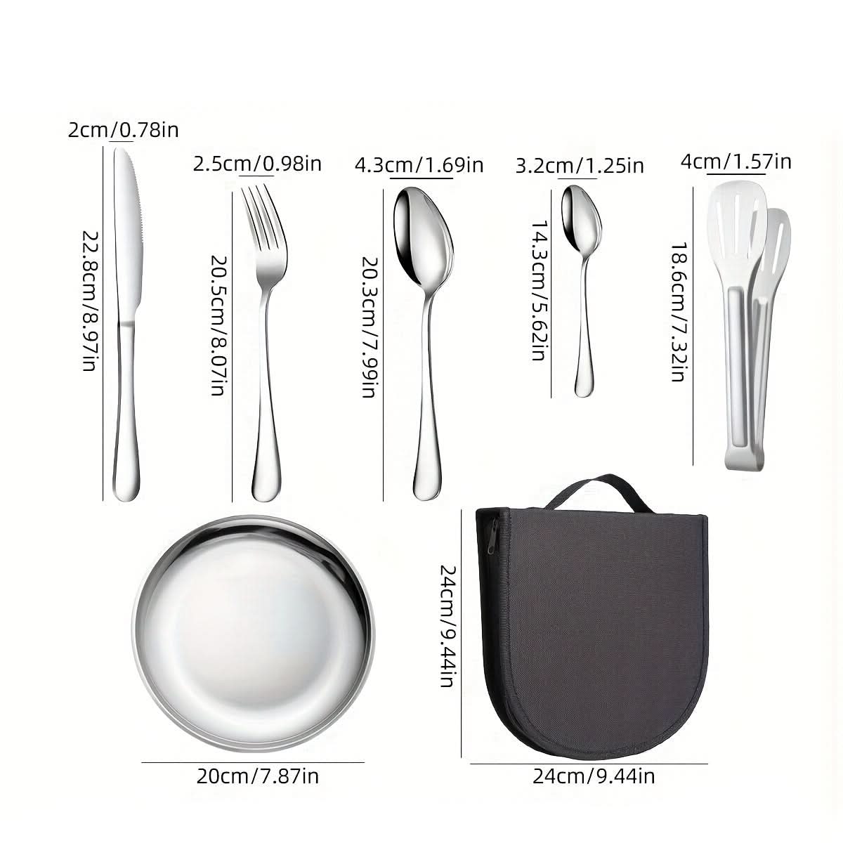 Travel Set with Portable Plates and Food Tongs