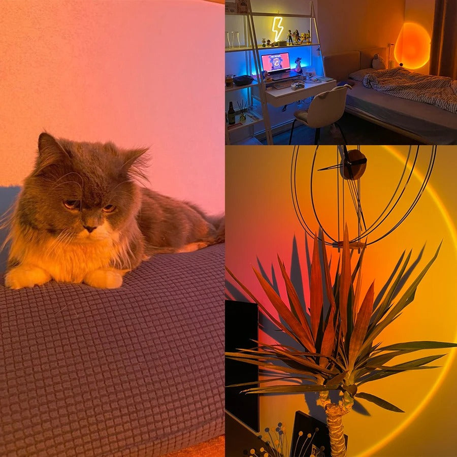 Sunset Lamp | 16 Colors + Remote LED Projector Table Lamp with USB Nightstand Light