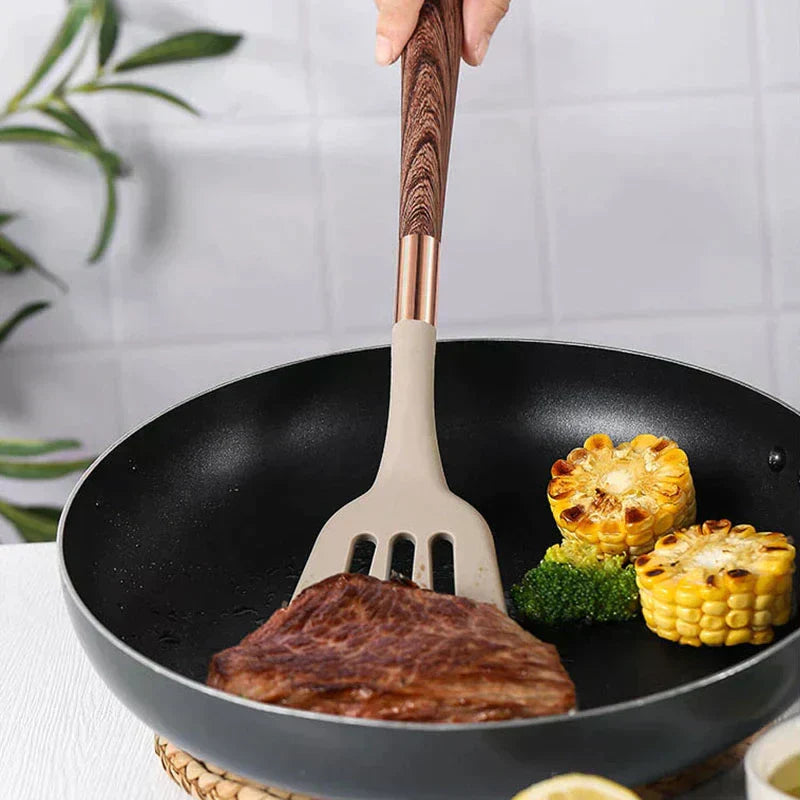 Complete 10-Piece Kitchen Tool Set with Wooden Handles