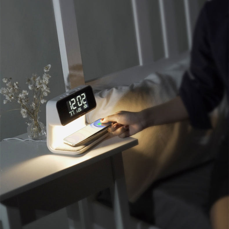 All-in-One Bedside Light with Wireless Charger & Alarm Clock