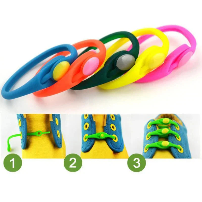 Set of 12 No-Tie Silicone Elastic Shoelaces