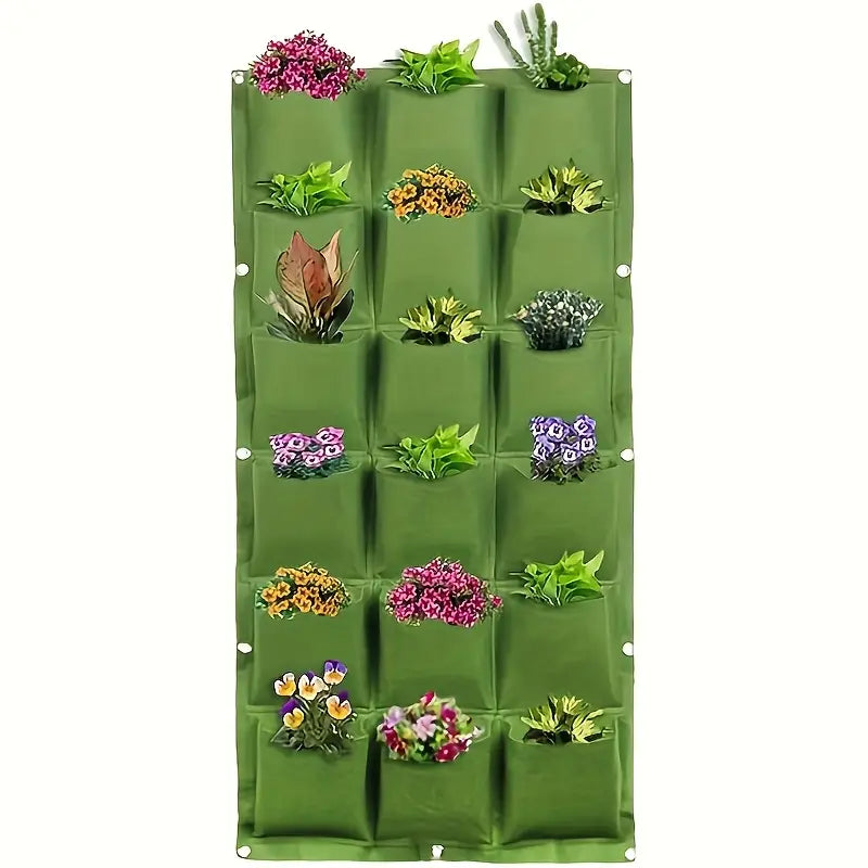 Wall-Mounted Vertical Plant Bag with 18 Pockets Made of Felt