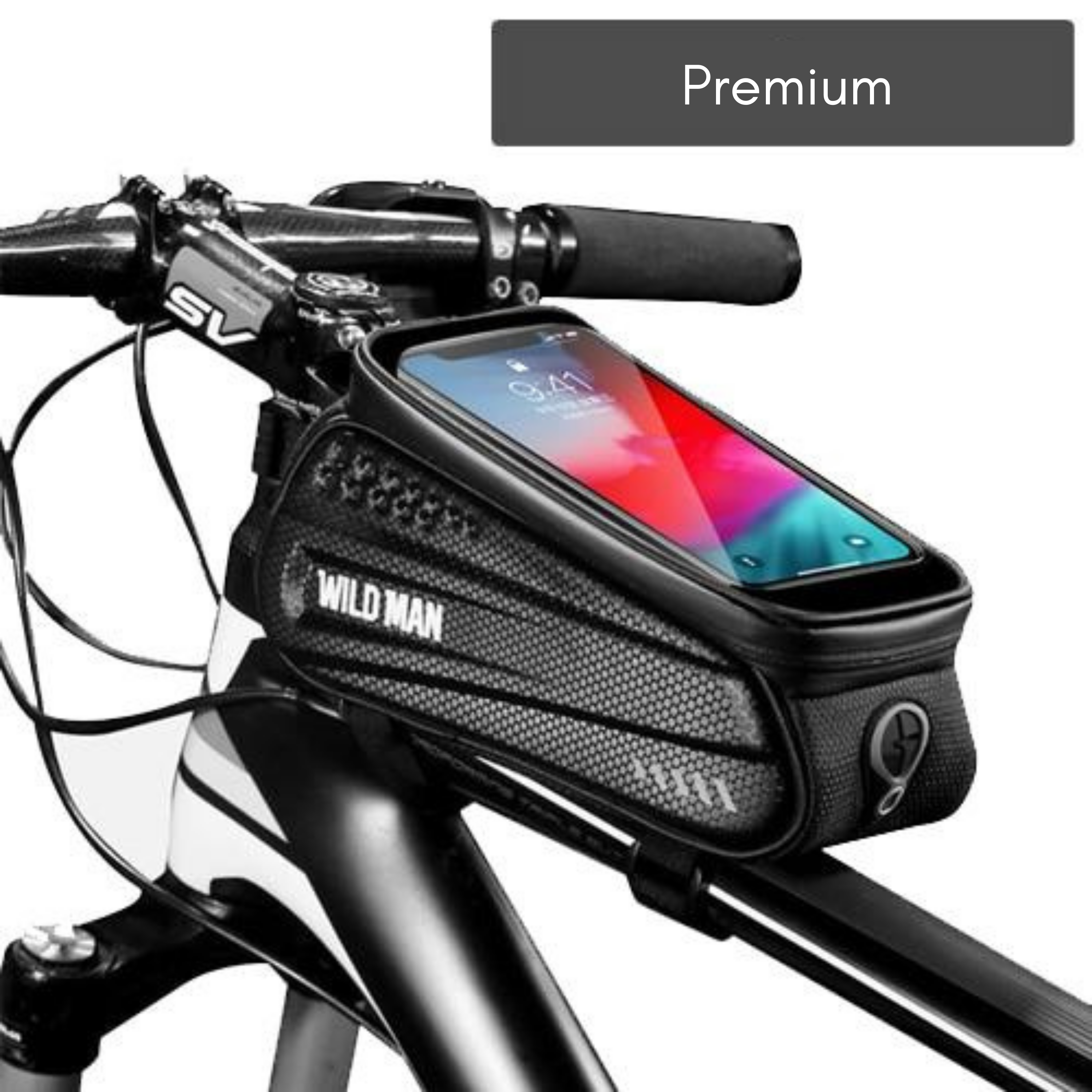 Bike Frame Bag with Waterproof Hardcase – Touchscreen Window & Headphone Port