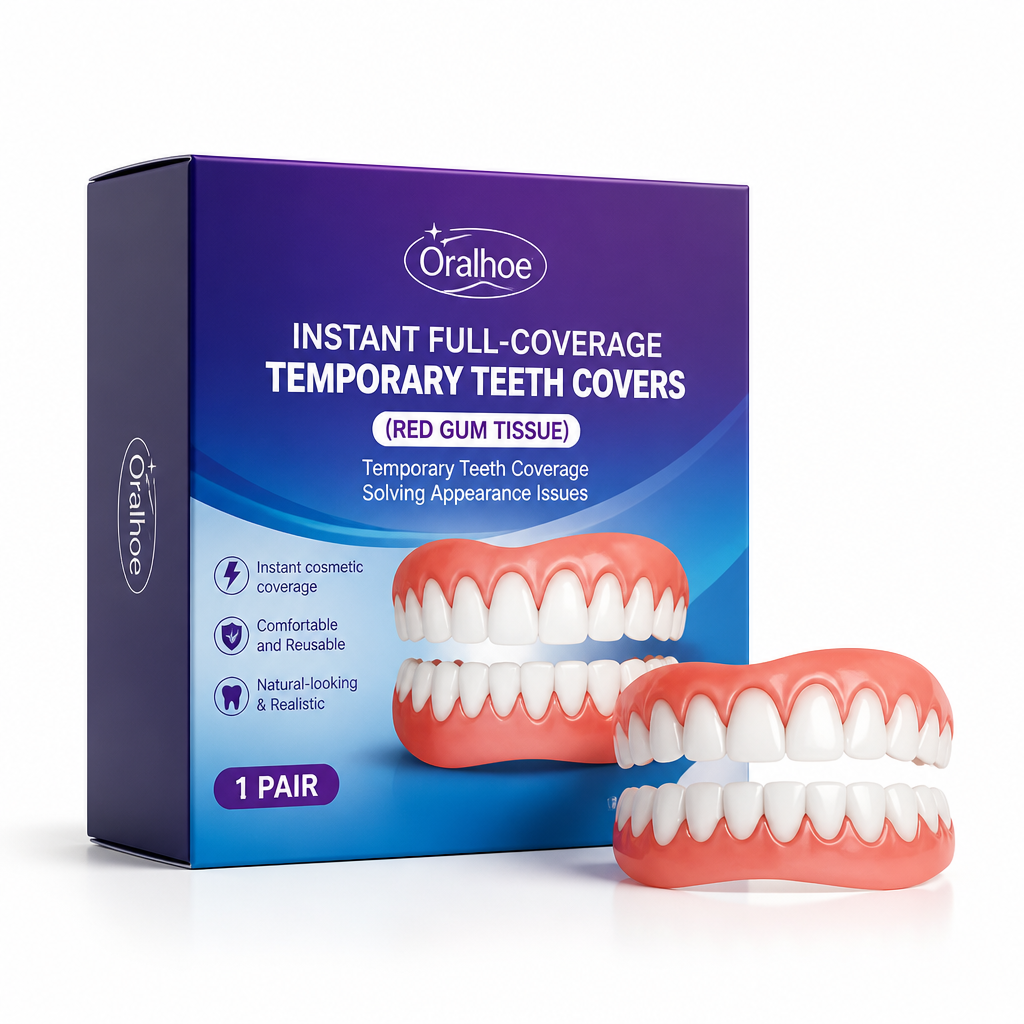 Instant Full-Coverage Temporary Teeth Covers (Red Gum Tissue)