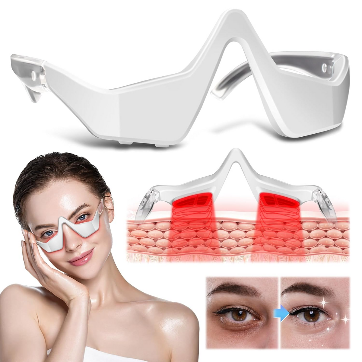 Eye Massager with Four Modes and Red Light for Wearable Relaxation