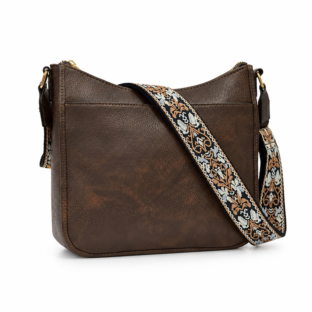 Durable PU Leather Multi-Compartment Crossbody Bag