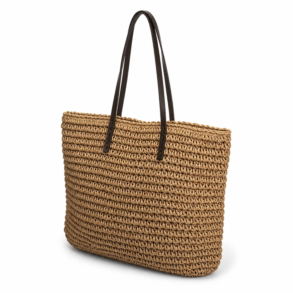 Spacious Woven Tote Bag (Magnetic Closure)