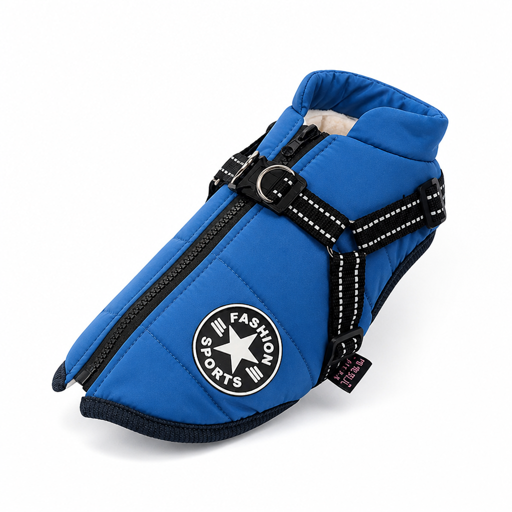 Waterproof Windproof Fleece-Lined Dog Coat (Integrated Harness)