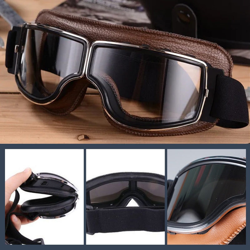 Adjustable Strap Vintage Style Motorcycle Goggles