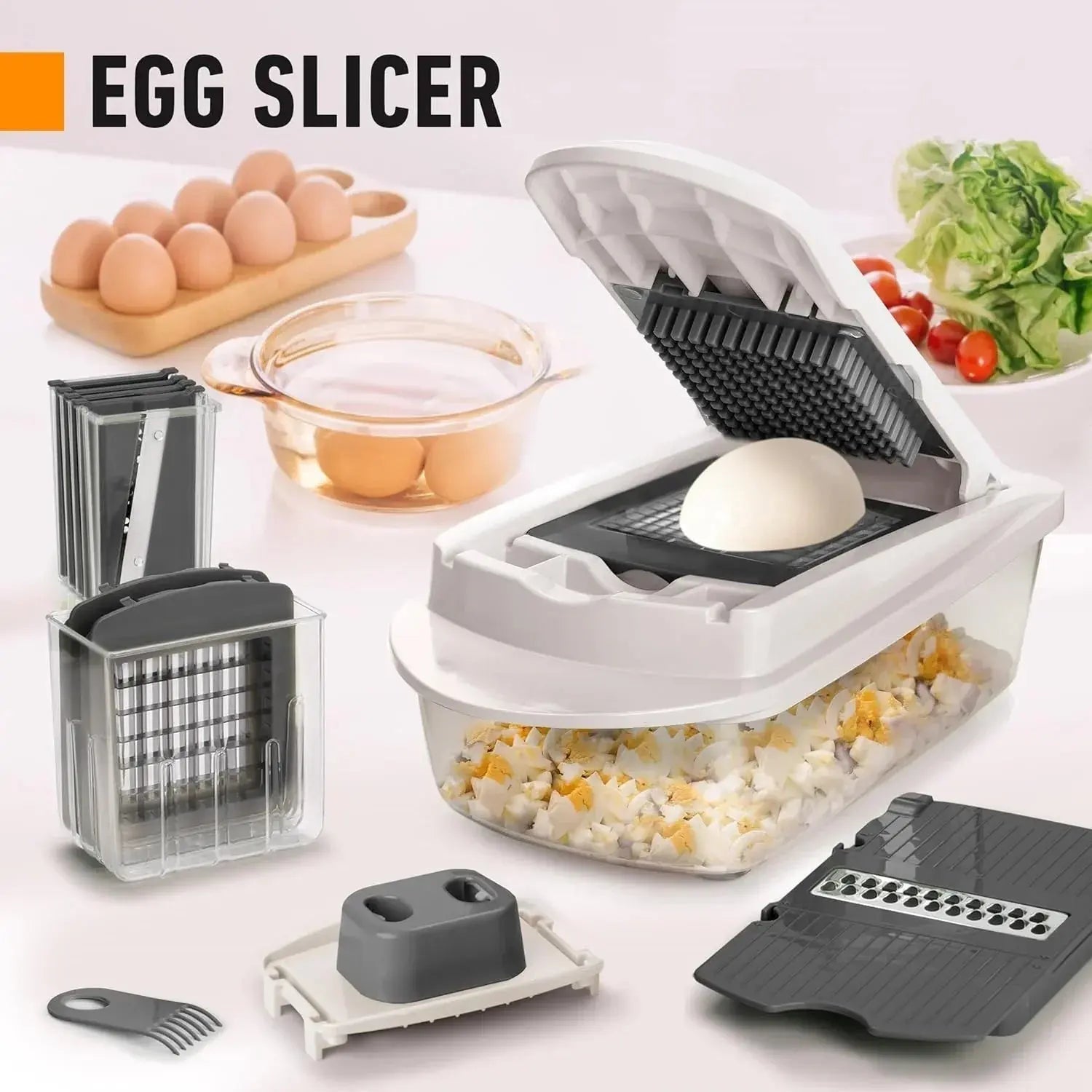 Vegetable Chopper | Slicing, Dicing, Grating | Safety Holder & Storage Container | VegiCut