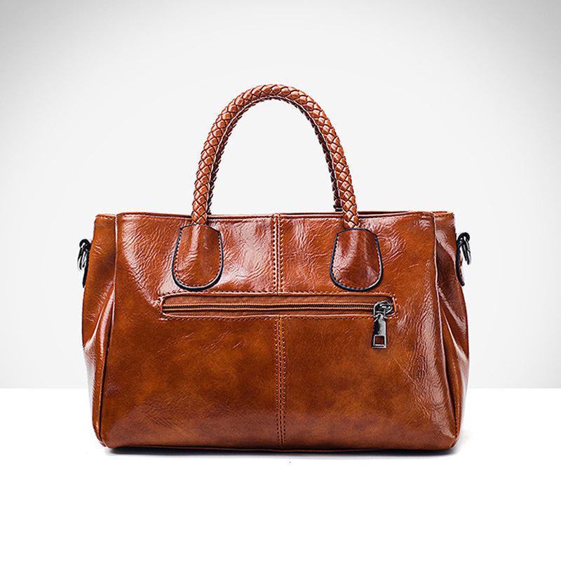 Soft Oiled Wax Leather Large Boston Tote Bag