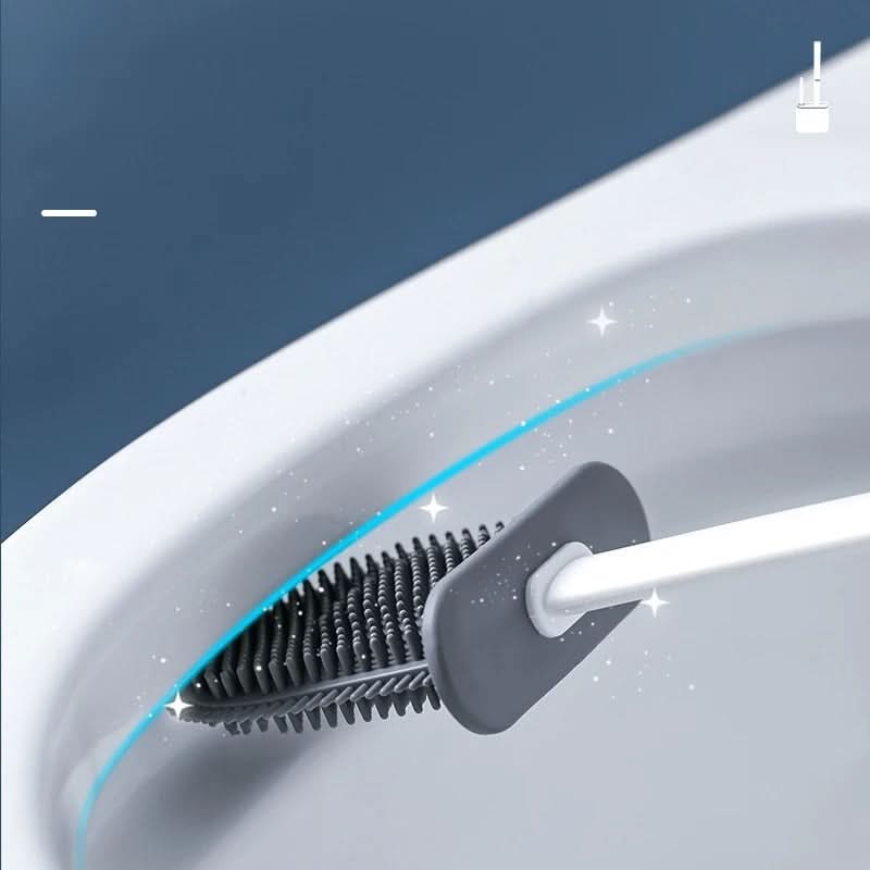 Silicone Toilet Brush Set with Flat Head Design
