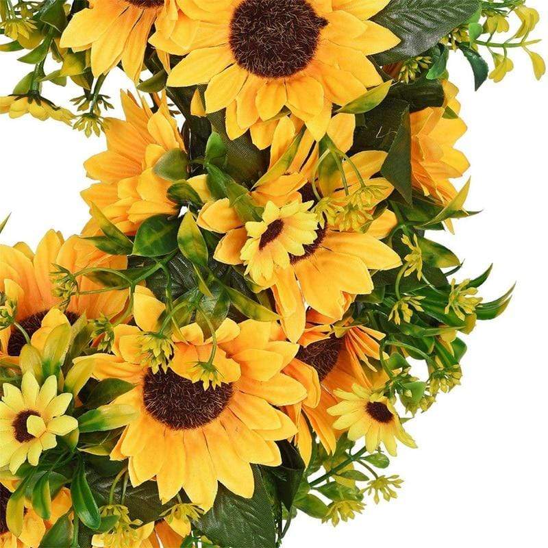 Sunflower Wreath in Gold – Decorative Garland for Door or Wall (16'')