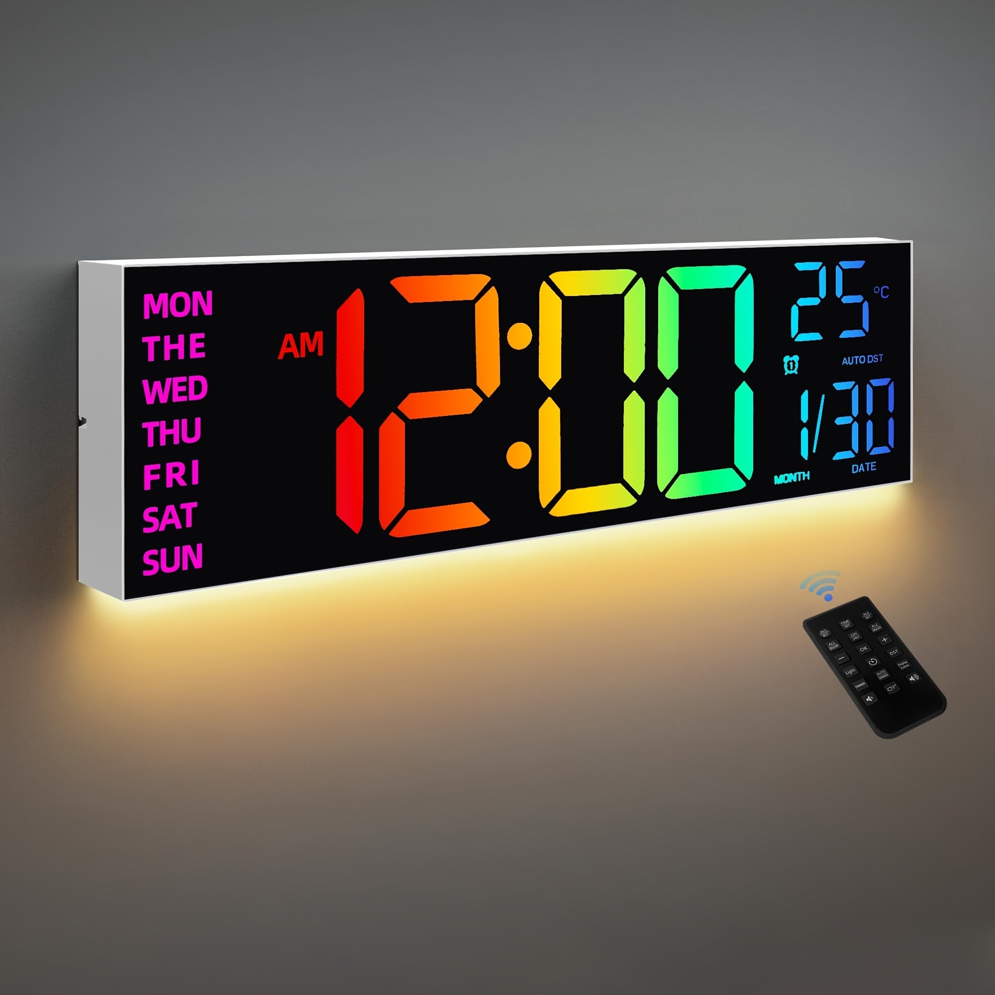 Vibrant 13-Inch LED Wall Clock with Remote and Brightness Control
