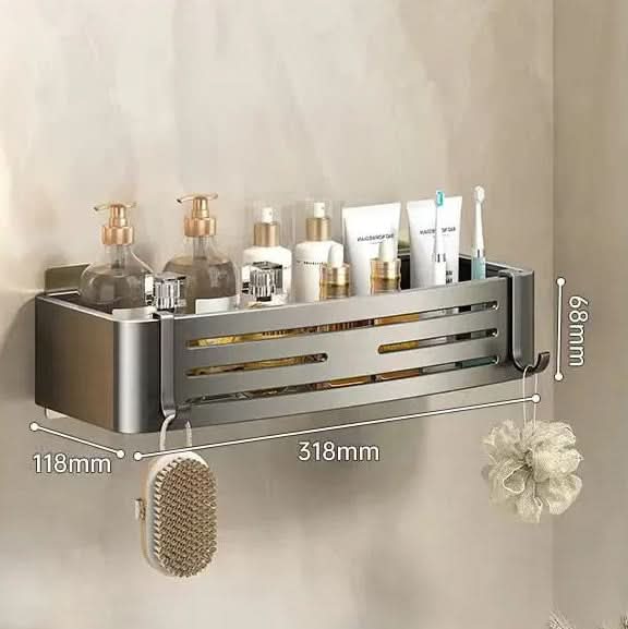Self-Adhesive Aluminum Shelf Organizer for Bathroom Storage
