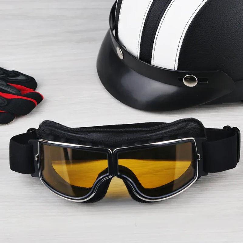 Adjustable Strap Vintage Style Motorcycle Goggles