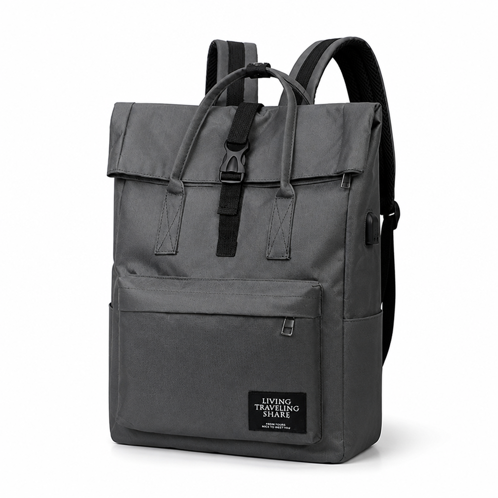 Water-Resistant Padded 15-Inch Laptop Backpack (USB Port)