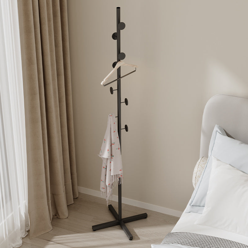 Freestanding Metal Garment Rack with Hooks for Coats and Bags