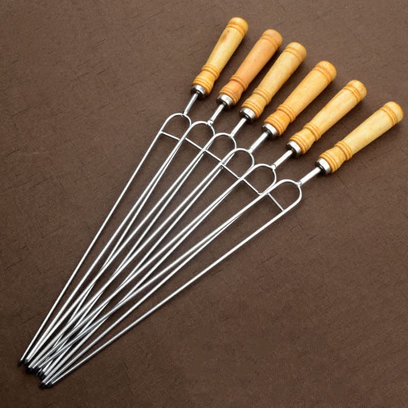Set of 6 Stainless Steel Skewers for Barbecuing