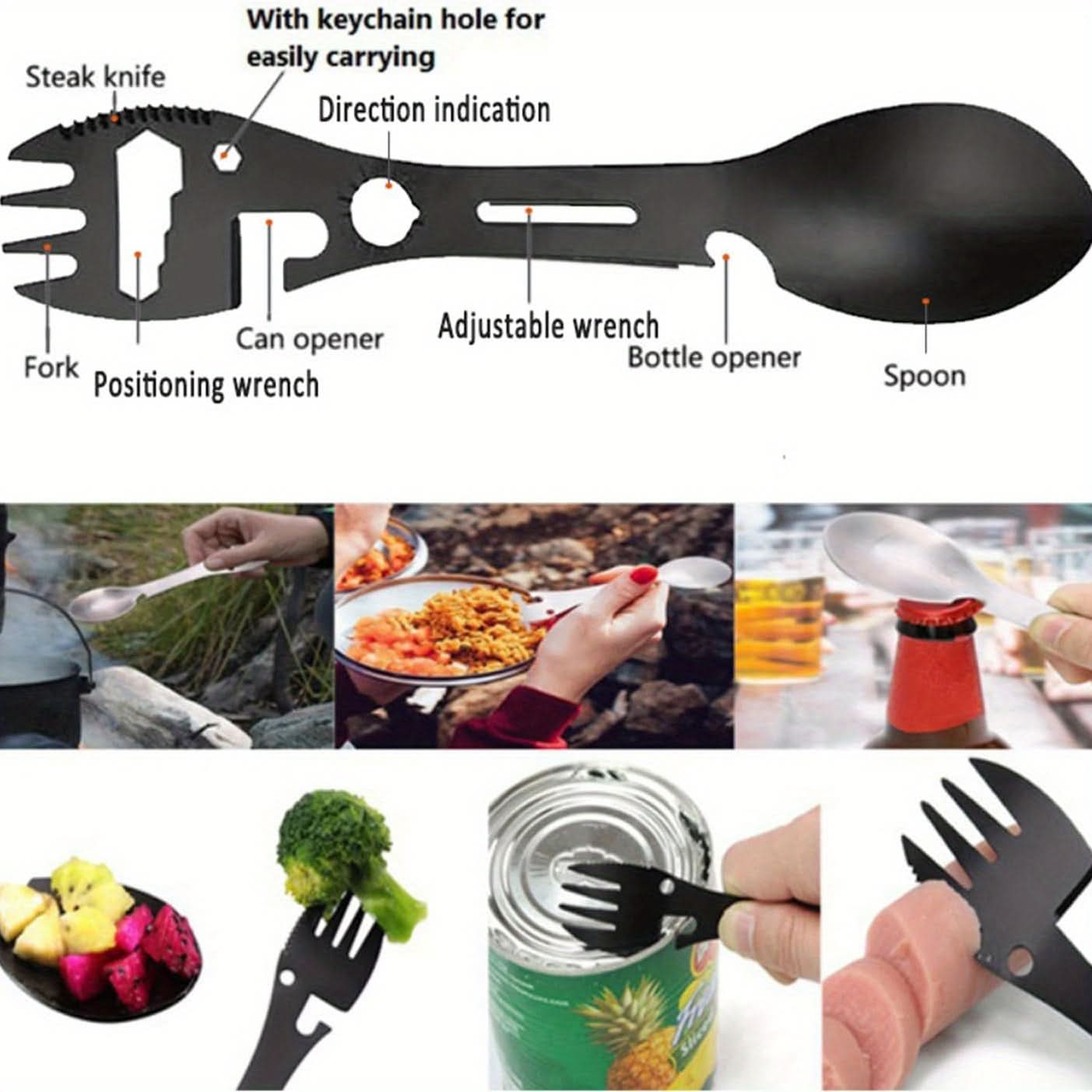Multifunctional Camping Spork Tool for Outdoor Meals