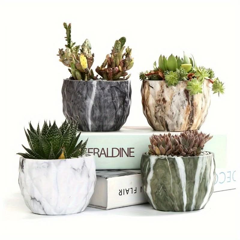 Colorful Marble Pattern Plant Pots for Indoor and Outdoor Decoration