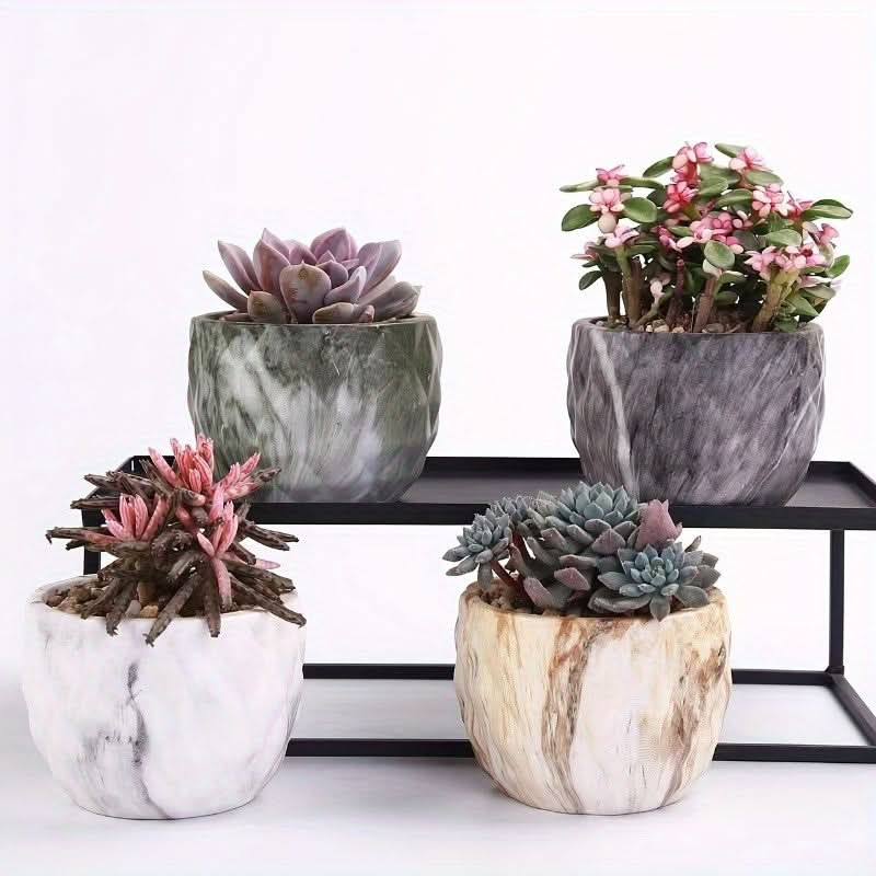 Colorful Marble Pattern Plant Pots for Indoor and Outdoor Decoration