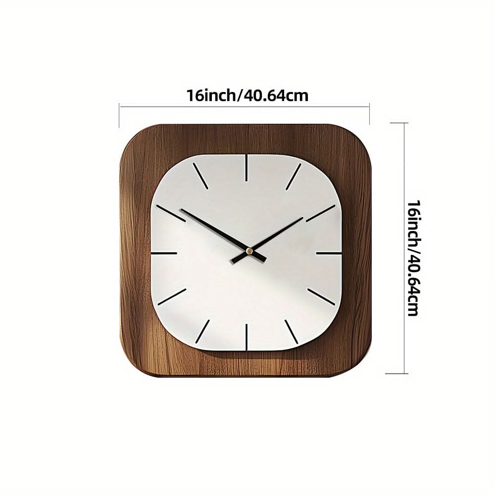 Vintage Square Wall Clock in Wood Finish