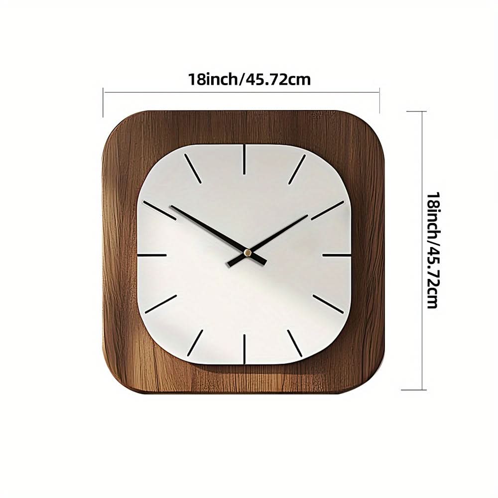 Vintage Square Wall Clock in Wood Finish