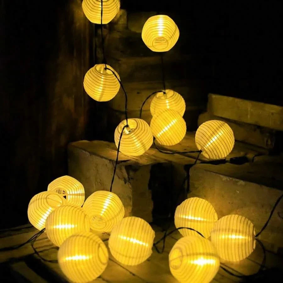 Outdoor LED String Lights Powered by Solar Energy for Garden and Party Decor