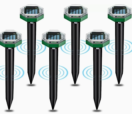 Chemical-Free Sonic Pest Deterrent Stakes – Ultrasonic Mole & Gopher Repellent 4-Pack for Garden & Lawn