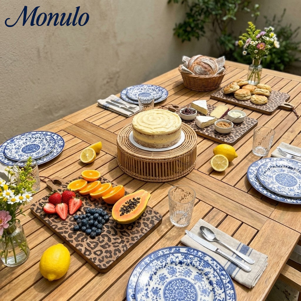 Scandinavian Style Wooden Serving Board Set - Round & Square Sapele