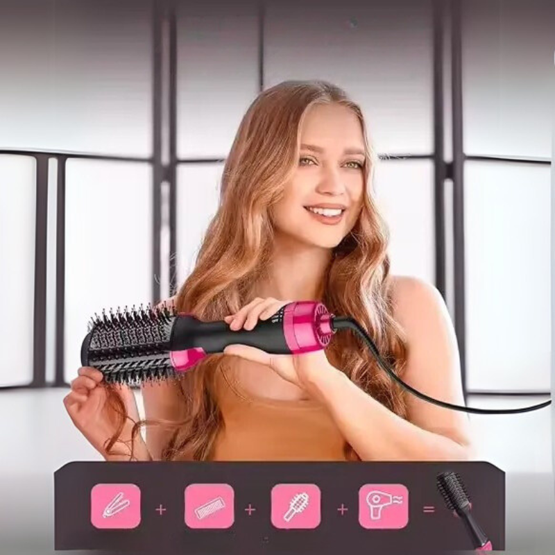 1000W Ionic Hair Brush Dryer with Three Heat Settings