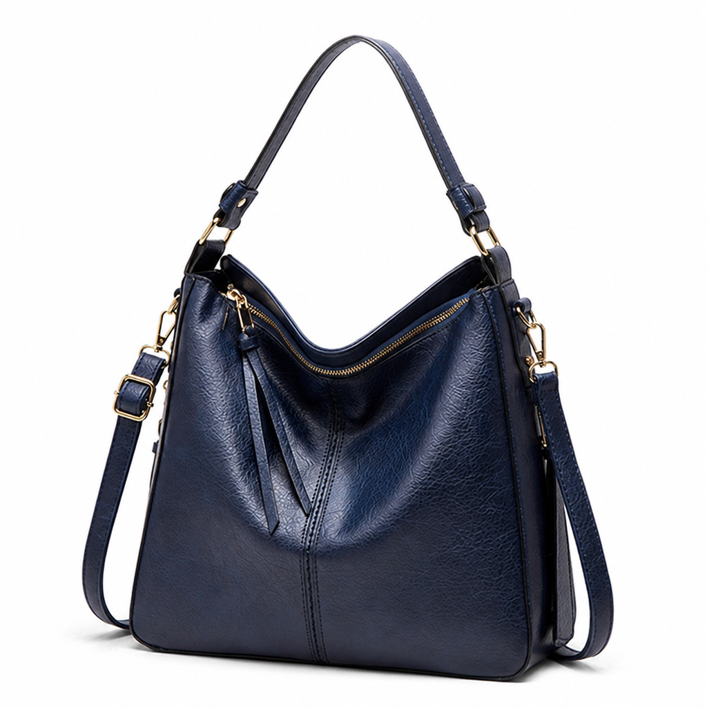 Genuine Leather Gold Hardware Hobo Shoulder Bag
