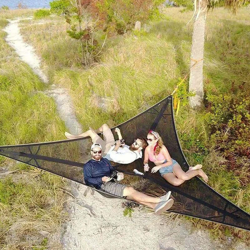 Multi-Person Triangle Hammock with 3-Point Suspension System