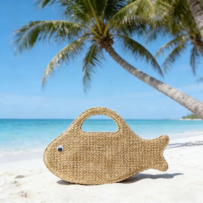 Raffia Clutch Bag in Fish Shape Design
