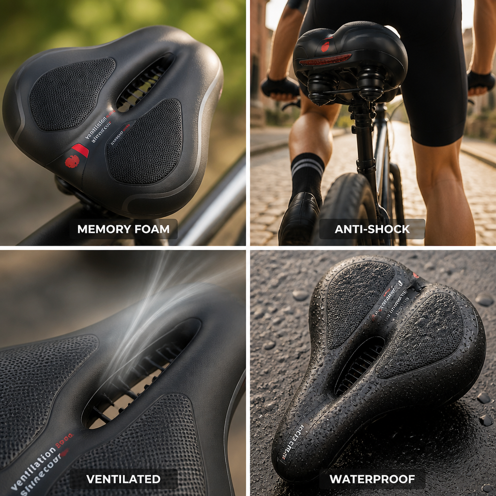 Memory Foam Anti-Shock Ventilated Bike Saddle