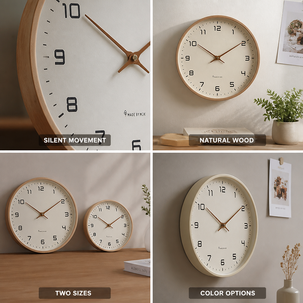 Silent Solid Wood Wall Clock