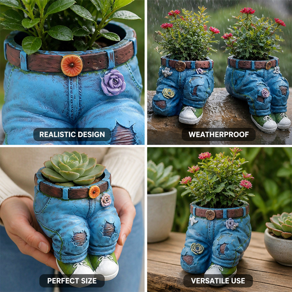 Weatherproof Resin 3D Jeans Planter