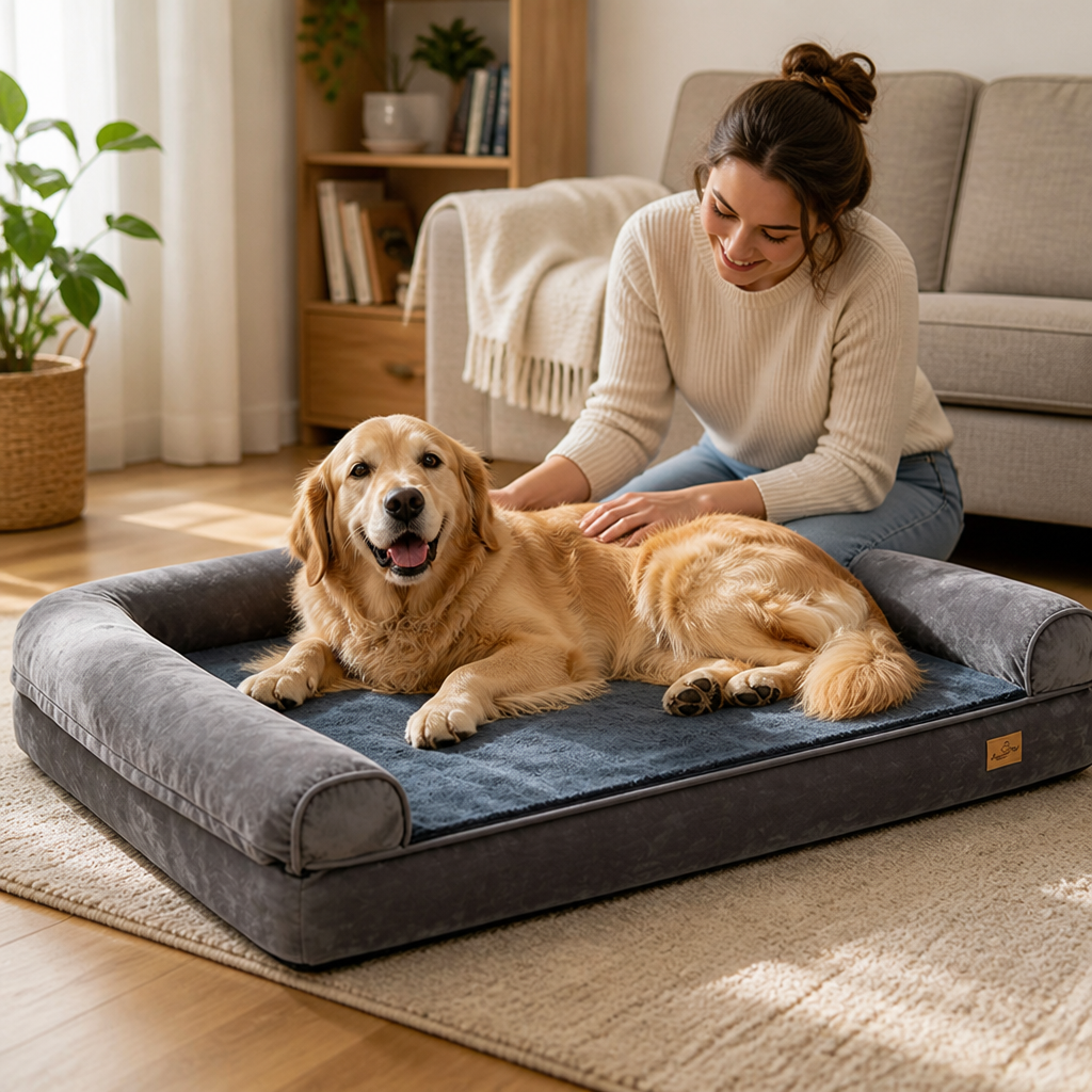 Orthopedic Bolster Dog Bed (Removable Washable Cover)