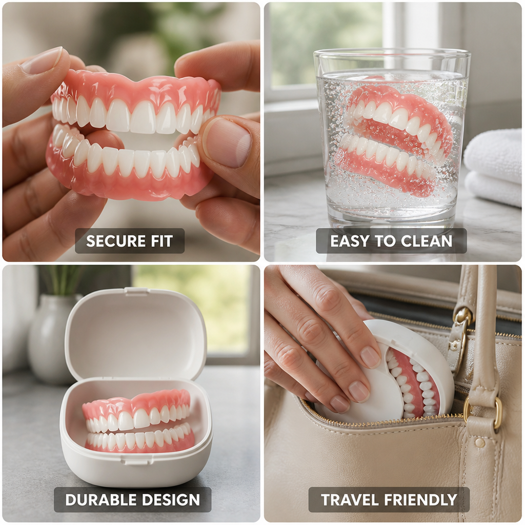 Biocompatible Silicone Secure-Fit Denture Set