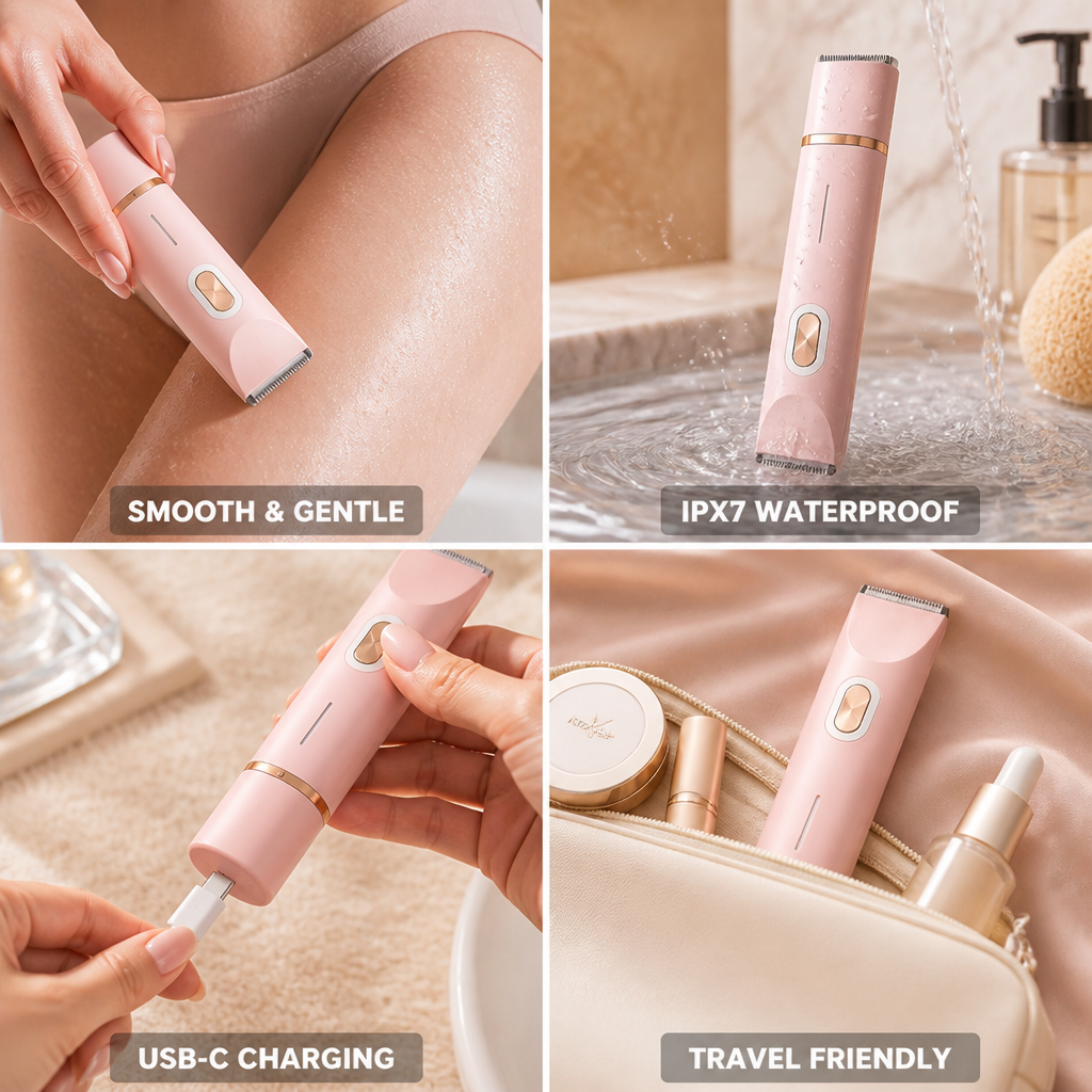 IPX7 Waterproof 2-in-1 Intimate Electric Shaver