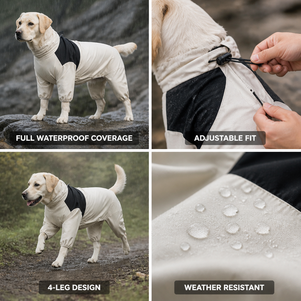 Full-Coverage Waterproof Dog Raincoat (Adjustable Fit)