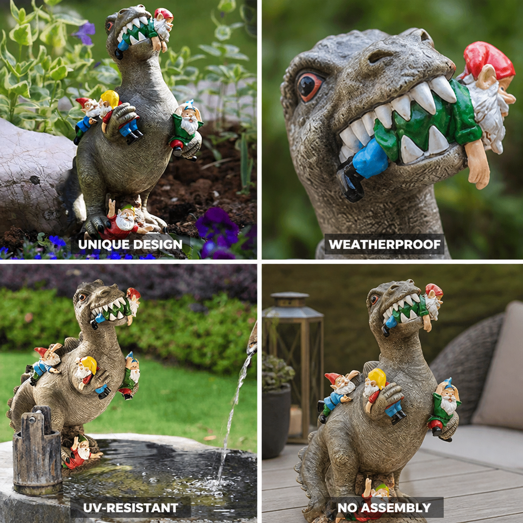 Weatherproof & UV-Resistant Hand-Painted T-Rex Garden Statue