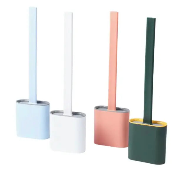 Flexible Silicone Toilet Cleaning Brush Set with Quick-Dry Base