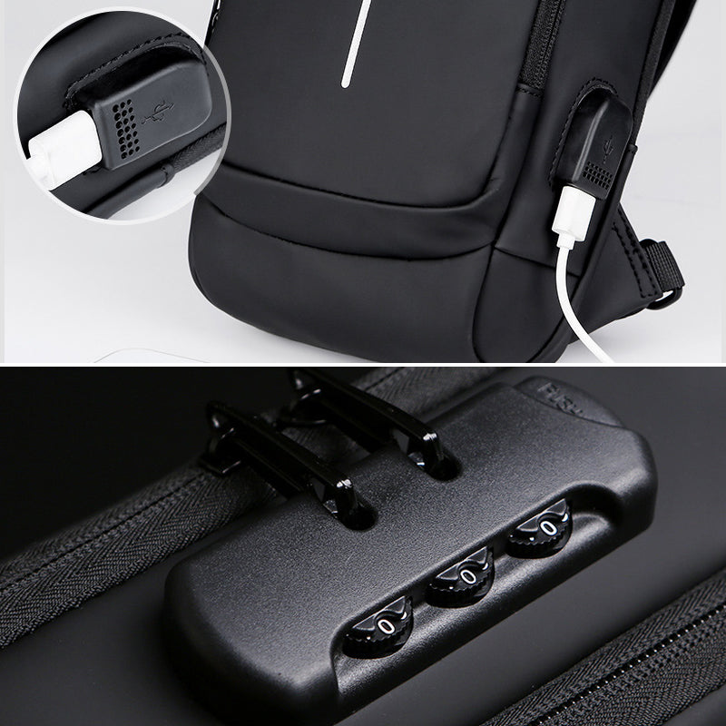 Waterproof and Theft-Resistant Shoulder Bag with USB Port