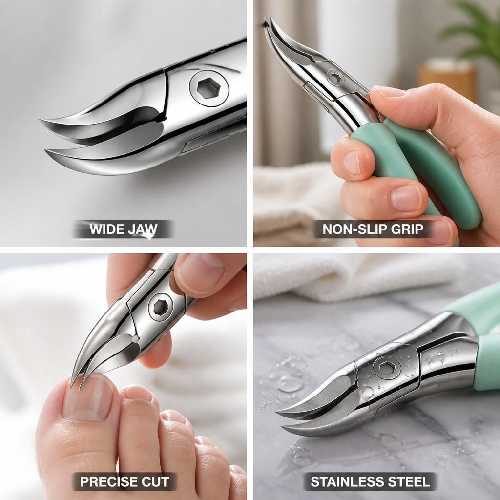 Ergonomic Non-Slip Medical-Grade Stainless Steel Toenail Clipper (Wide Jaw)