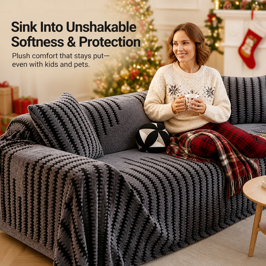VeluraHug™ — Drape Your Sofa in Stay-Put, Cloud-Soft Warmth That Hides Pet Hair